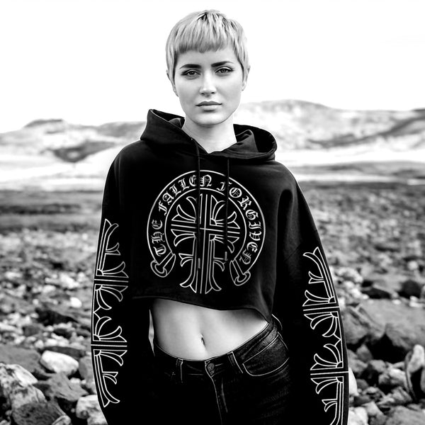 Chrome Cross Cropped Hoodie