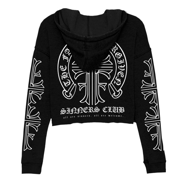 Chrome Cross Cropped Hoodie